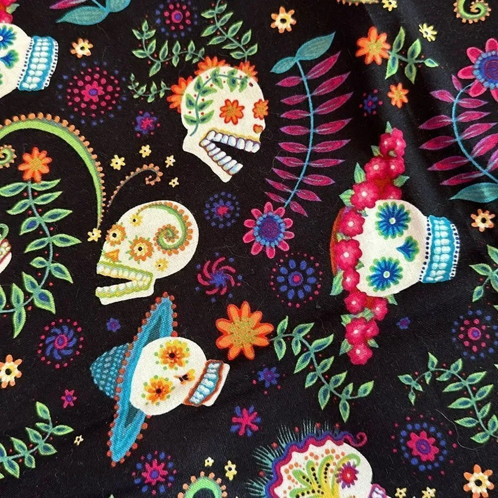 Hand Embellished Tapestry Small Blanket Sugar Skulls Hand Crocheted
